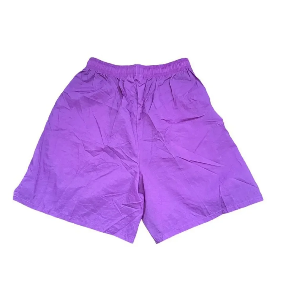 Vintage 90's Nike Nylon Shorts Women's M Purple Gray Tag Deadstock Swoosh‎ Logo